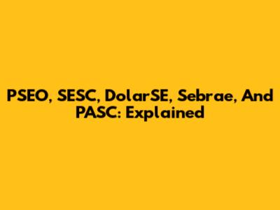 PSEO, SESC, DolarSE, Sebrae, And PASC: Explained