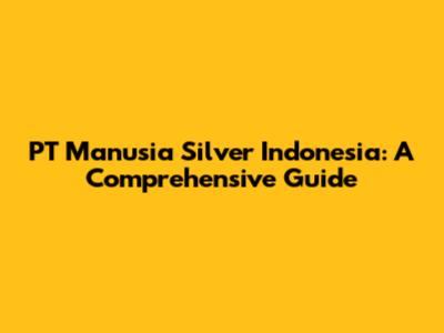 PT Manusia Silver Indonesia: A Comprehensive Guide