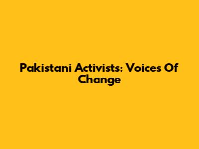 Pakistani Activists: Voices Of Change