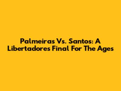 Palmeiras Vs. Santos: A Libertadores Final For The Ages