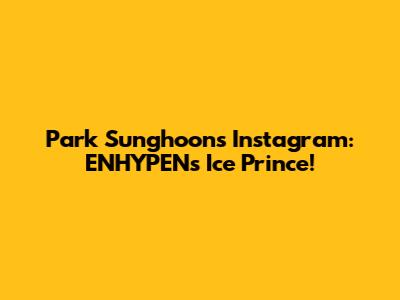 Park Sunghoon's Instagram: ENHYPEN's Ice Prince!