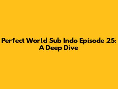 Perfect World Sub Indo Episode 25: A Deep Dive