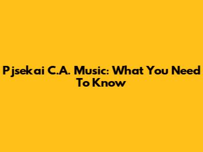 Pjsekai C.A. Music: What You Need To Know