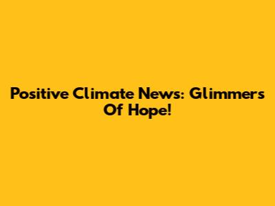 Positive Climate News: Glimmers Of Hope!