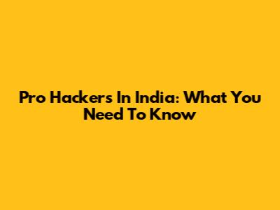 Pro Hackers In India: What You Need To Know