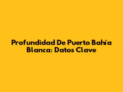 Profundidad De Puerto Bahía Blanca: Datos Clave