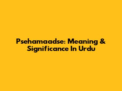 Psehamaadse: Meaning & Significance In Urdu