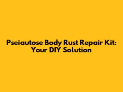 Pseiautose Body Rust Repair Kit: Your DIY Solution