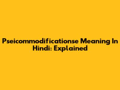 Pseicommodificationse Meaning In Hindi: Explained