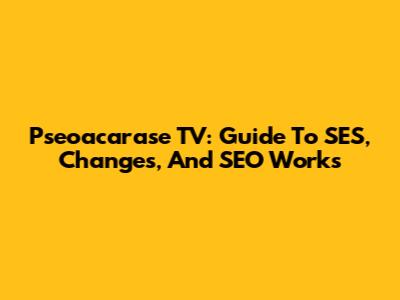 Pseoacarase TV: Guide To SES, Changes, And SEO Works
