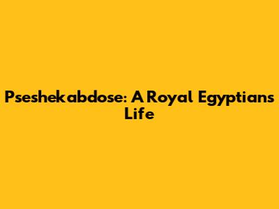 Pseshekabdose: A Royal Egyptian's Life