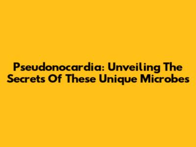 Pseudonocardia: Unveiling The Secrets Of These Unique Microbes