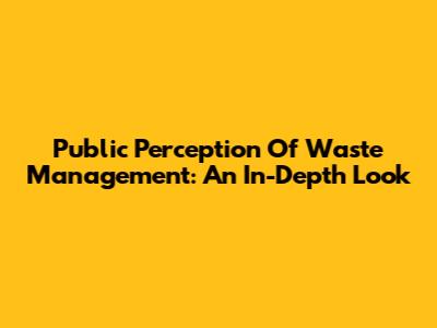 Public Perception Of Waste Management: An In-Depth Look
