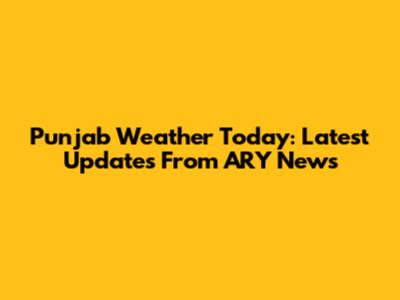 Punjab Weather Today: Latest Updates From ARY News