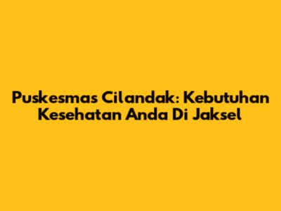 Puskesmas Cilandak: Kebutuhan Kesehatan Anda Di Jaksel