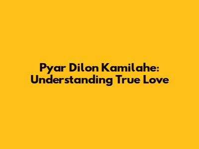 Pyar Dilon Kamilahe: Understanding True Love