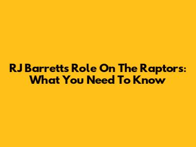 RJ Barrett's Role On The Raptors: What You Need To Know