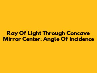 Ray Of Light Through Concave Mirror Center: Angle Of Incidence