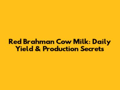 Red Brahman Cow Milk: Daily Yield & Production Secrets
