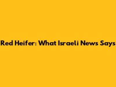 Red Heifer: What Israeli News Says