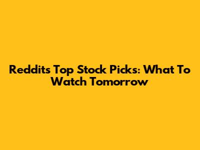 Reddit's Top Stock Picks: What To Watch Tomorrow