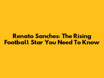 Renato Sanches: The Rising Football Star You Need To Know