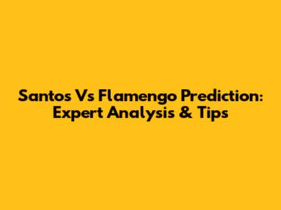 Santos Vs Flamengo Prediction: Expert Analysis & Tips