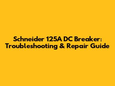 Schneider 125A DC Breaker: Troubleshooting & Repair Guide