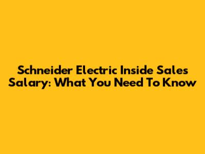 Schneider Electric Inside Sales Salary: What You Need To Know