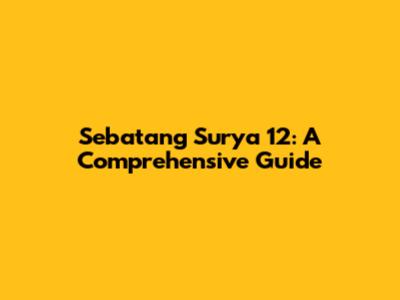 Sebatang Surya 12: A Comprehensive Guide