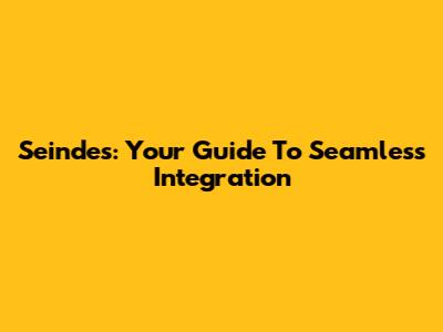 Seindes: Your Guide To Seamless Integration
