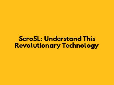 SeroSL: Understand This Revolutionary Technology