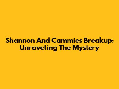 Shannon And Cammie's Breakup: Unraveling The Mystery