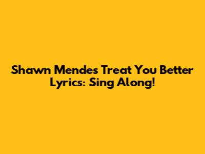 Shawn Mendes Treat You Better Lyrics: Sing Along!