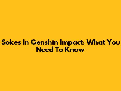 Sokes In Genshin Impact: What You Need To Know