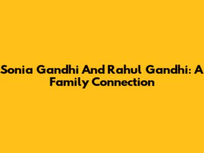 Sonia Gandhi And Rahul Gandhi: A Family Connection