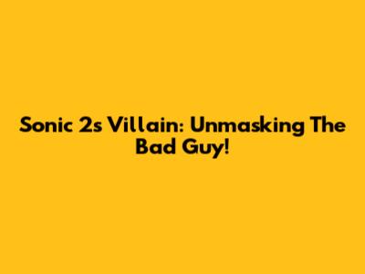 Sonic 2's Villain: Unmasking The Bad Guy!