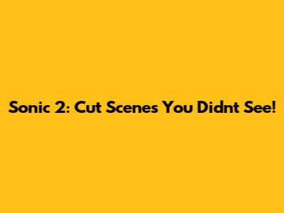Sonic 2: Cut Scenes You Didn't See!