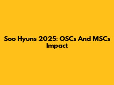 Soo Hyun's 2025: OSC's And MSC's Impact