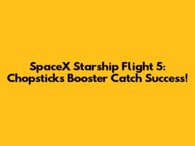 SpaceX Starship Flight 5: Chopsticks Booster Catch Success!