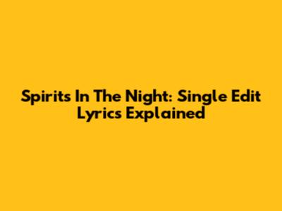 Spirits In The Night: Single Edit Lyrics Explained