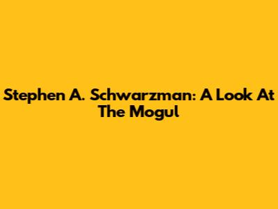 Stephen A. Schwarzman: A Look At The Mogul