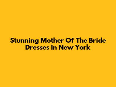 Stunning Mother Of The Bride Dresses In New York