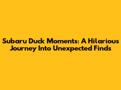 Subaru Duck Moments: A Hilarious Journey Into Unexpected Finds