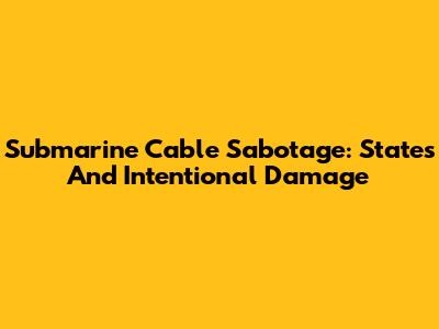 Submarine Cable Sabotage: States And Intentional Damage