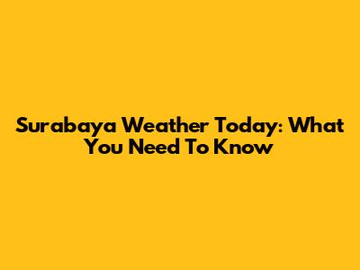 Surabaya Weather Today: What You Need To Know