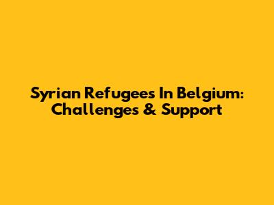 Syrian Refugees In Belgium: Challenges & Support