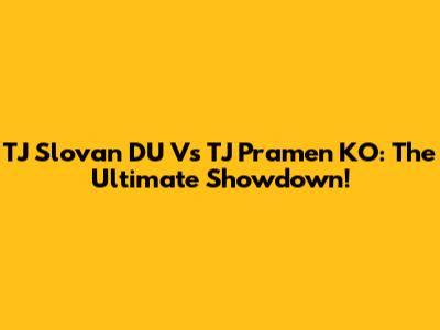 TJ Slovan DU Vs TJ Pramen KO: The Ultimate Showdown!