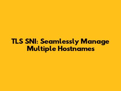 TLS SNI: Seamlessly Manage Multiple Hostnames