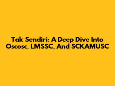 Tak Sendiri: A Deep Dive Into Oscosc, LMSSC, And SCKAMUSC